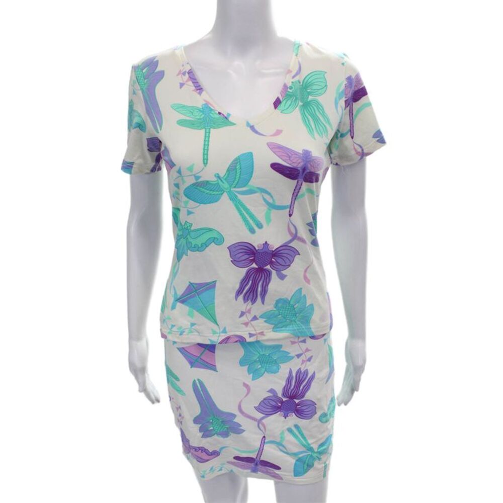 Manuel Canovas Women Multicolor Animal Print V Neck Short Sleeve Set Size 6